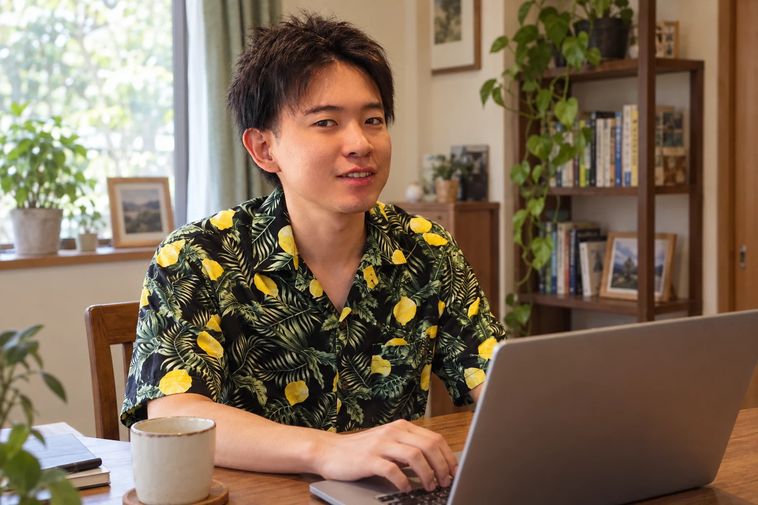 パソコンで作業するジジックス代表の柚木良孔